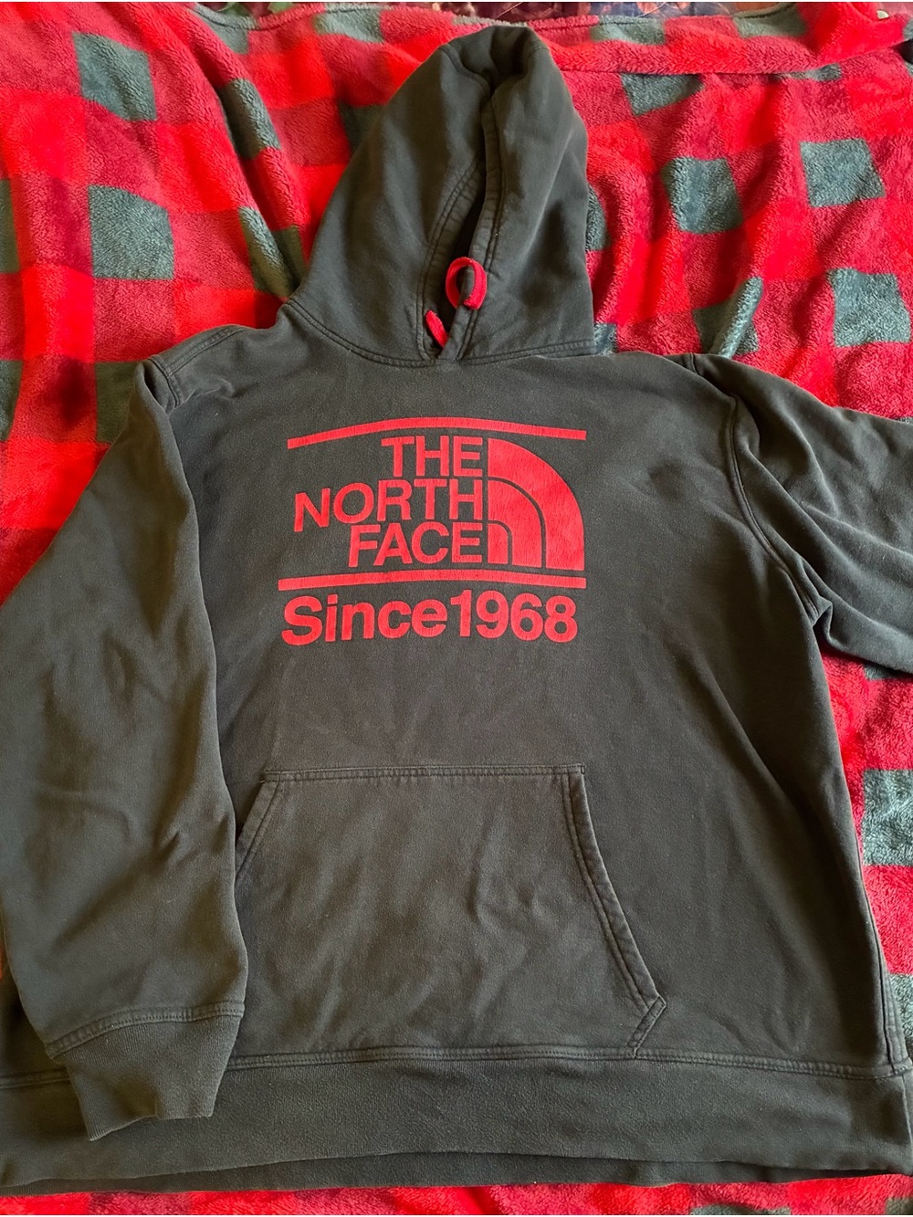 The North Face Black Pullover Hoodie with Red Logo